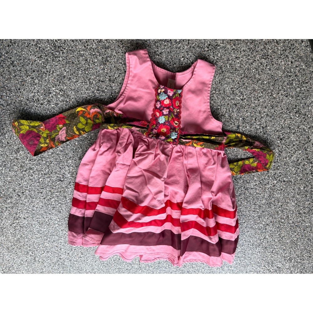 Matilda Jane Calypso Dress Pink Floral Paint by Number Ruffle Girls 6 D14108